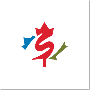 Maple leaf and caring hand Gesture around a letter S Posters and Art